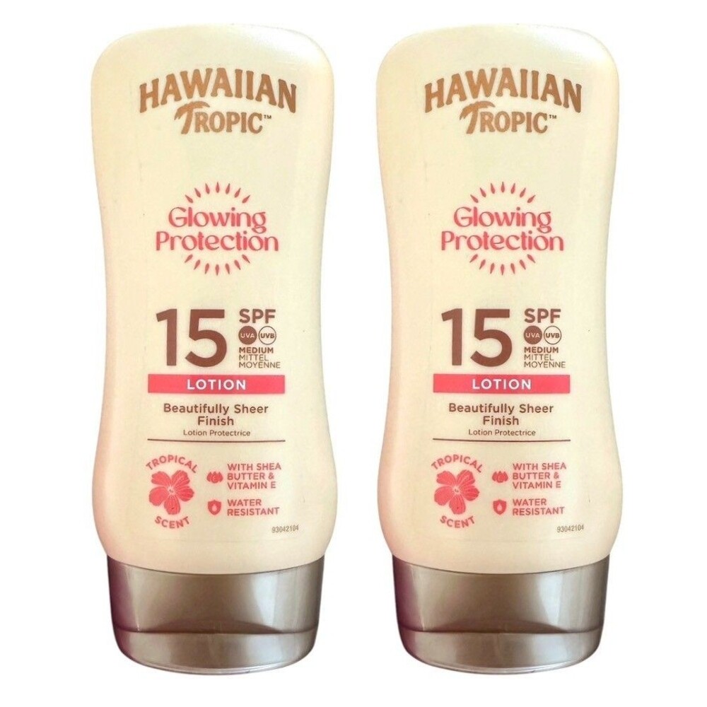 Lot of 2 Hawaiian Tropic Glowing Protection Sun Cream Lotion - SPF 15 - 6oz Each